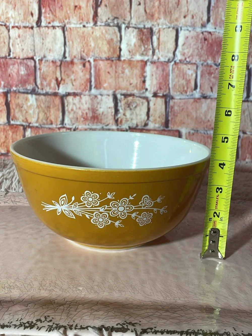 Vintage Butterfly Gold Yellow Floral Mixing Bowl